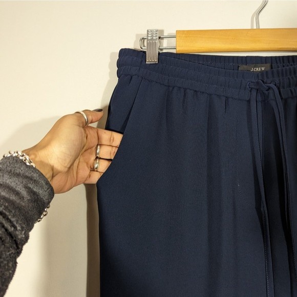 J.Crew Women Size 6 Navy Blue Polyester Drawstring Ankle Pants - Picture 4 of 7